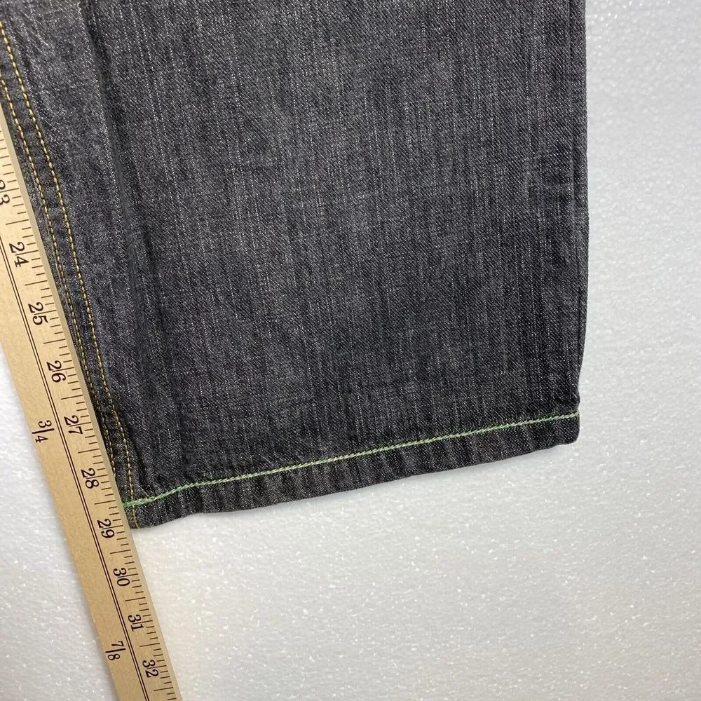 Enyce Jeans Mens 34x29‎ Black Straight Leg Skater Baggy Embroidered Hip Hop Y2K